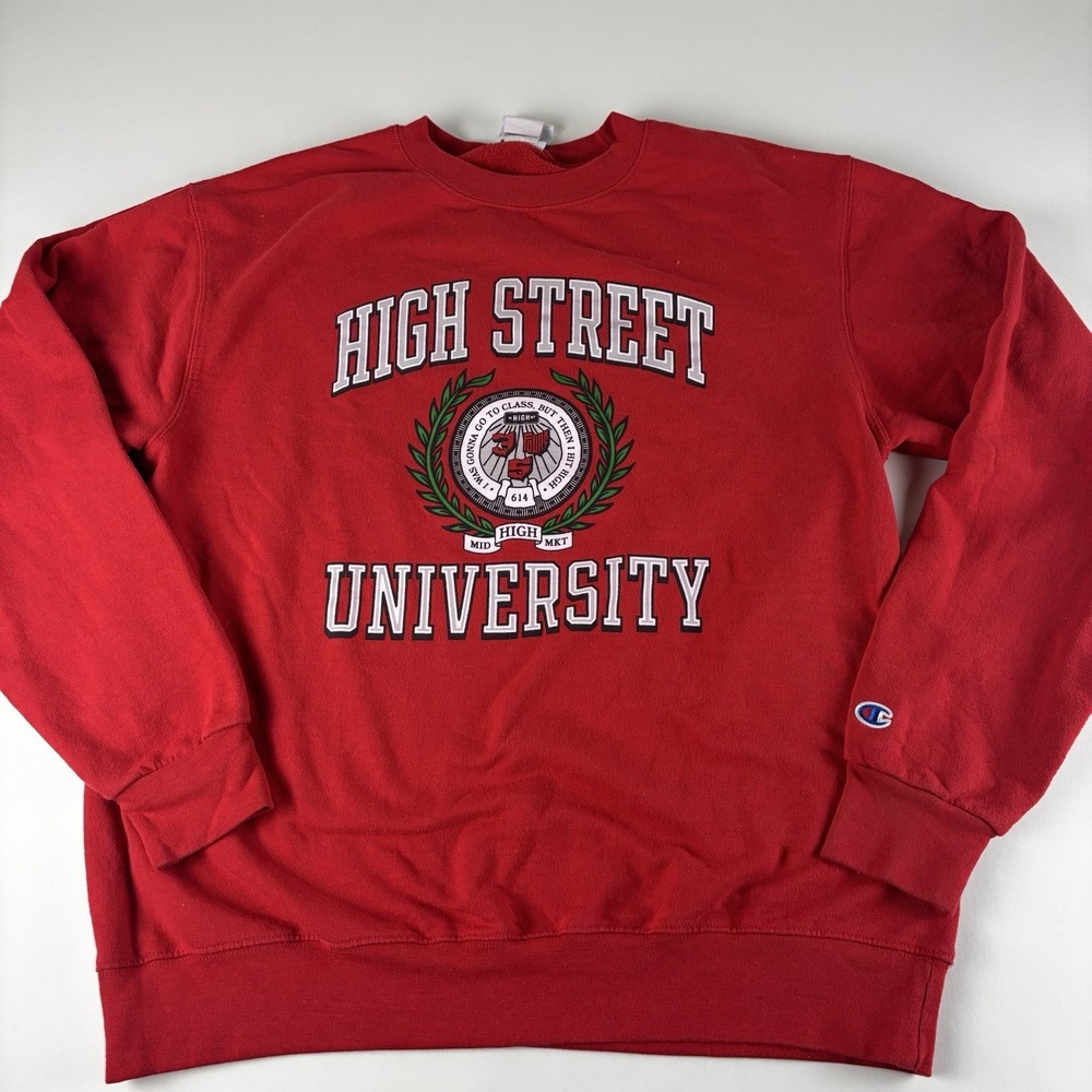 Champion Men's Large High Street University Sweatshirt Crewneck Pullover Red‎